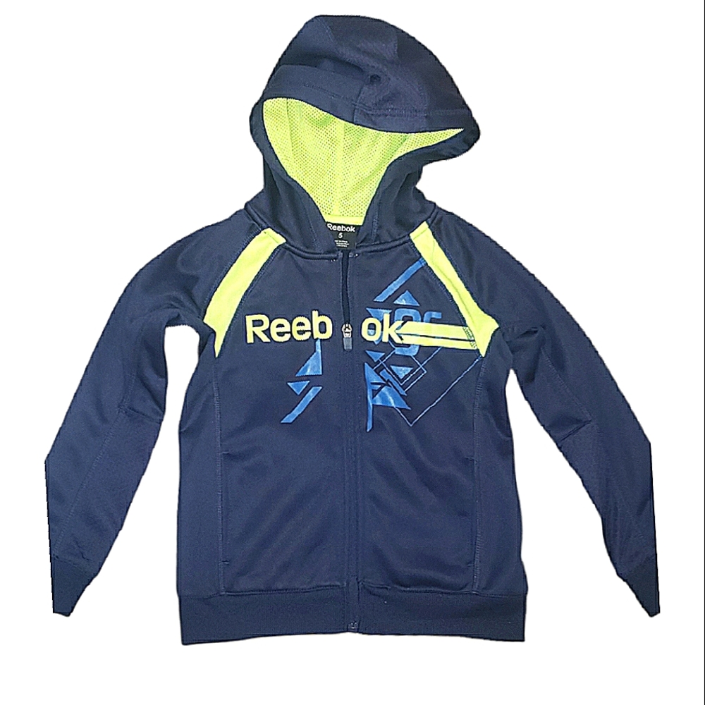 Reebok Hooded Neon Mesh Zip Up Jacket Kids Size 5